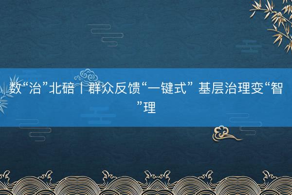数“治”北碚丨群众反馈“一键式” 基层治理变“智”理