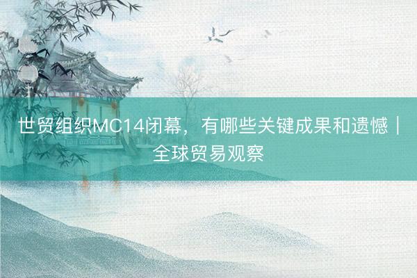 世贸组织MC14闭幕，有哪些关键成果和遗憾｜全球贸易观察