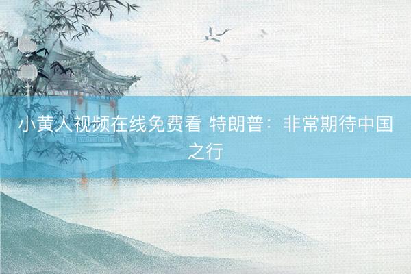 小黄人视频在线免费看 特朗普：非常期待中国之行