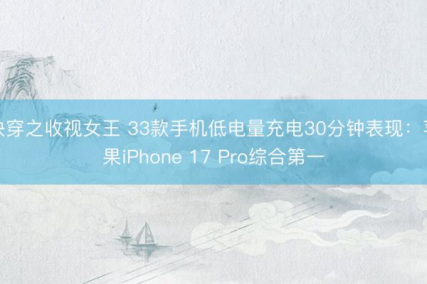 快穿之收视女王 33款手机低电量充电30分钟表现：苹果iPhone 17 Pro综合第一