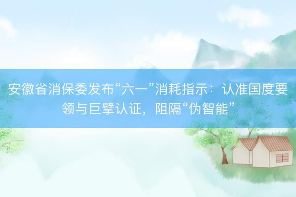 安徽省消保委发布“六一”消耗指示：认准国度要领与巨擘认证，阻隔“伪智能”
