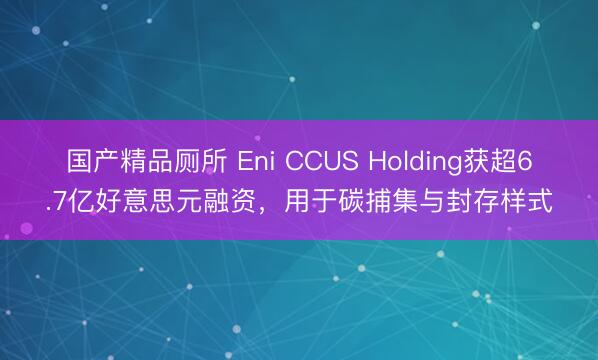 国产精品厕所 Eni CCUS Holding获超6.7亿好意思元融资，用于碳捕集与封存样式