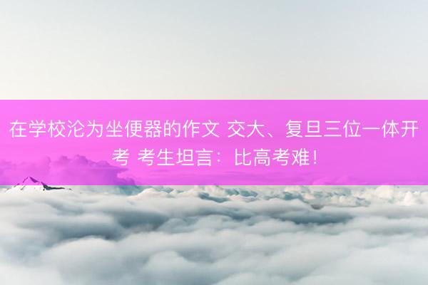 在学校沦为坐便器的作文 交大、复旦三位一体开考 考生坦言：比高考难！