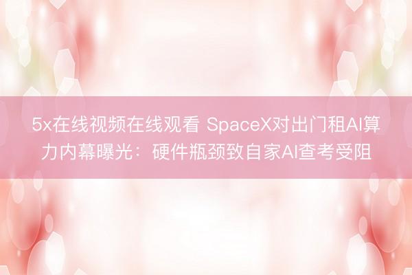 5x在线视频在线观看 SpaceX对出门租AI算力内幕曝光：硬件瓶颈致自家AI查考受阻
